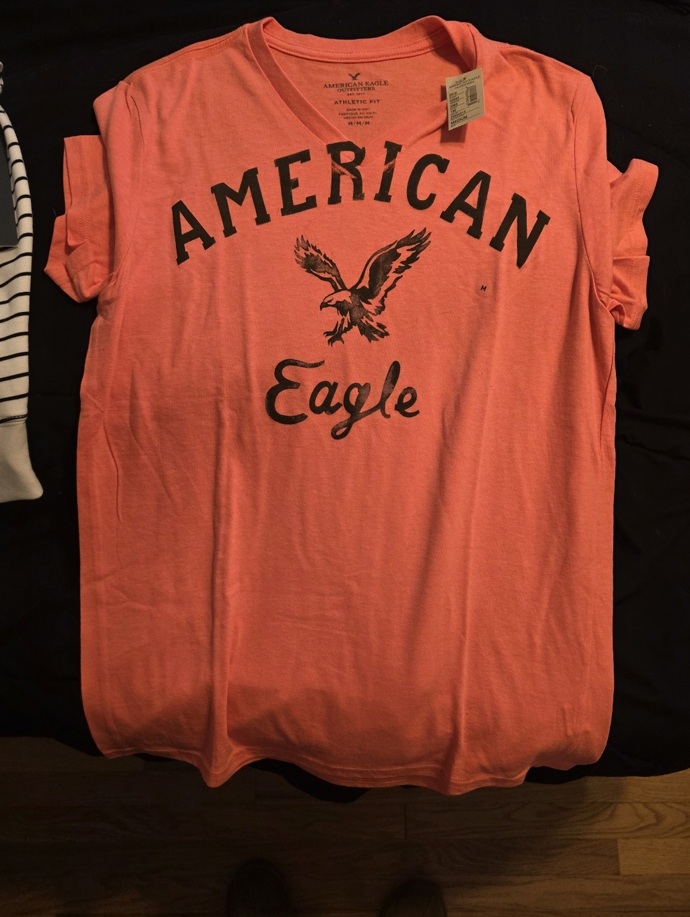 American Eagle Outfitters Coral Graphic Tee with Black Print